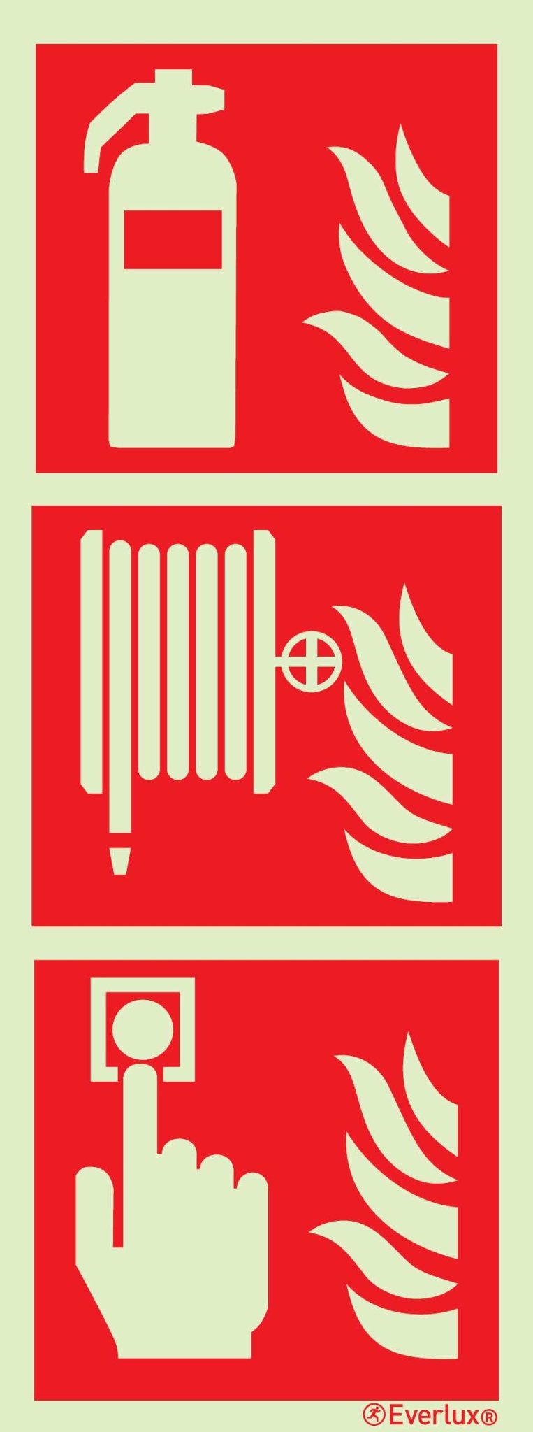 Brandschutzzeichen Feuerlöscher Löschschlauch Handalarmtaster m²