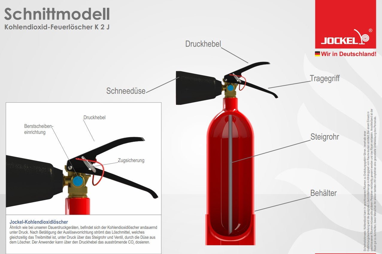 EDV-Feuerlöscher Co2, 2 Kilo K2J