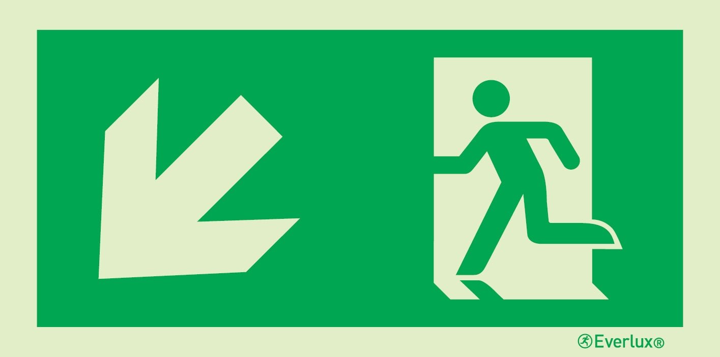 Rettungszeichen links abwärts ISO 7010 m²