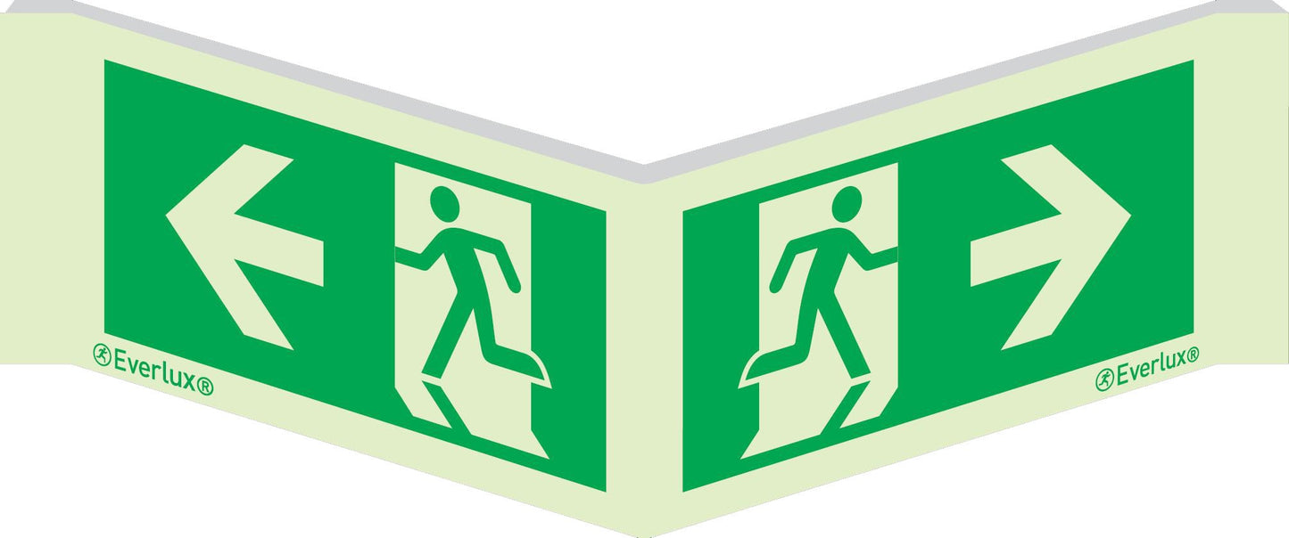 Rettungszeichen Winkelschild Laufrichtung links-rechts ISO 7010 m²