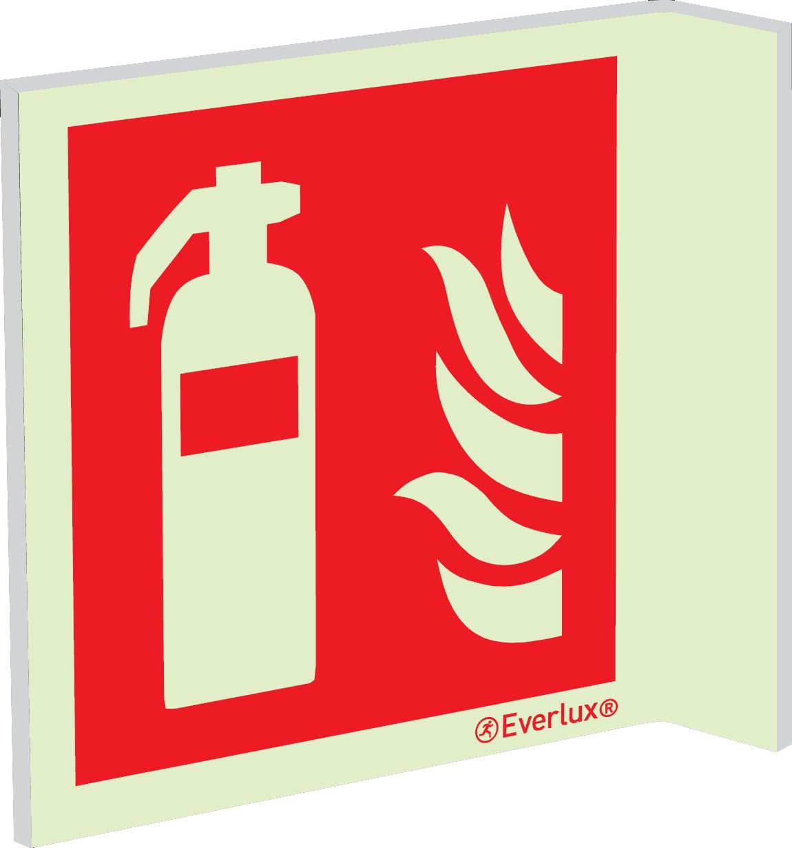 Brandschutzzeichen Fahnenschilder Kunststoff 2mm, selbstklebend, langnachleuchtend, 215mcd m² 170x170mm