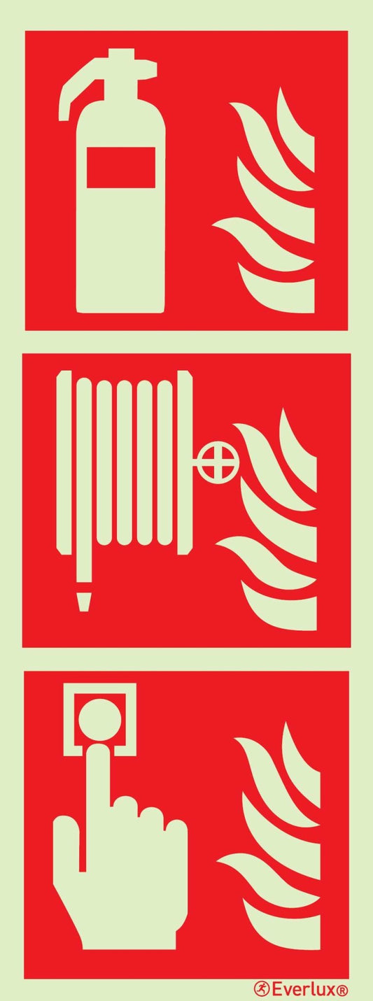 Brandschutzzeichen Feuerlöscher Löschschlauch Handalarmtaster m²