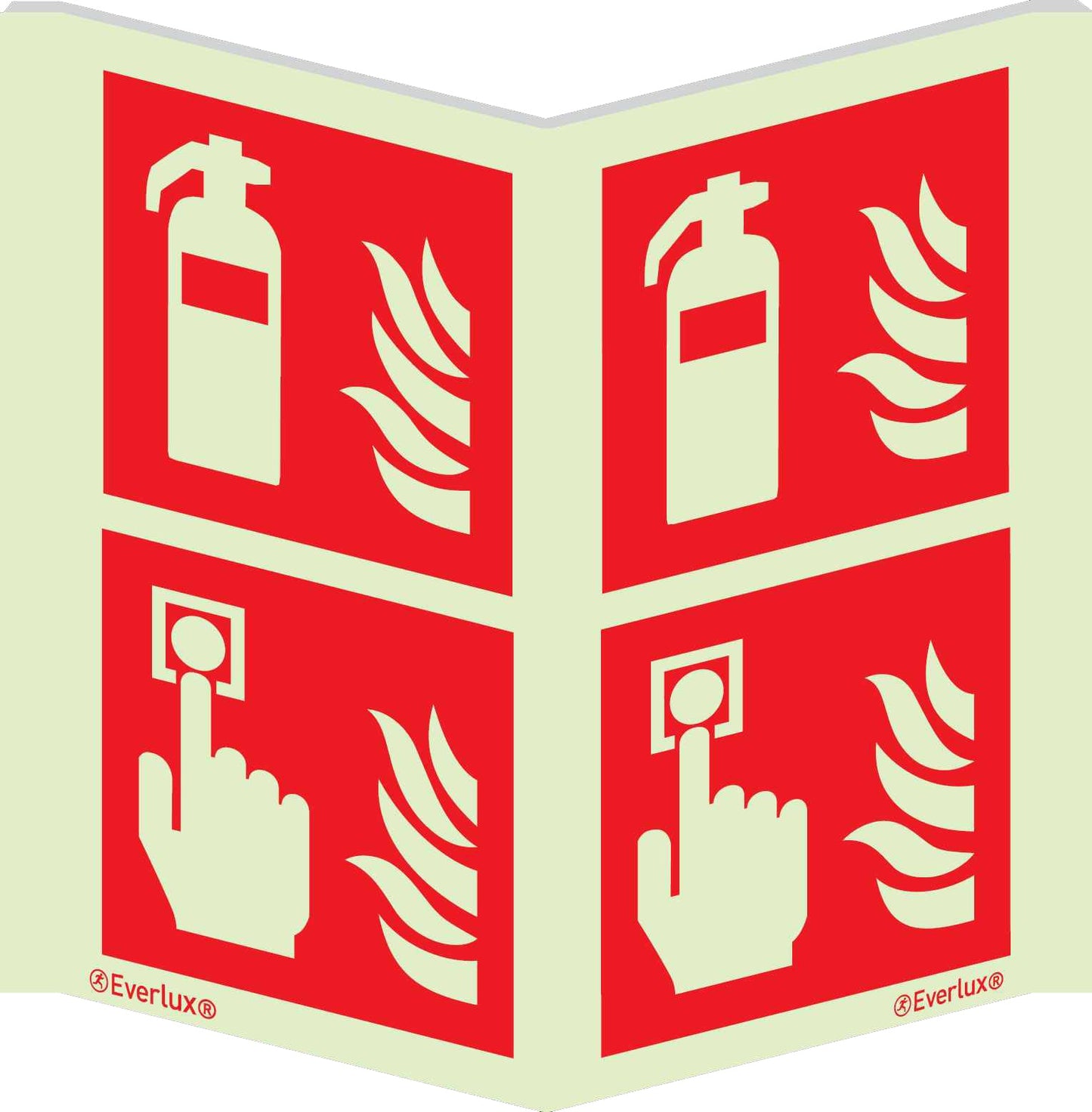 Brandschutzzeichen Kombi Winkelschild Feuerlöscher Handalarmtaster m²