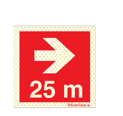 Brandschutzzeichen Reflektierend Pfeil nach rechts 25 Meter Aluminium 1mm, langnachleuchtend, 215mcd m²