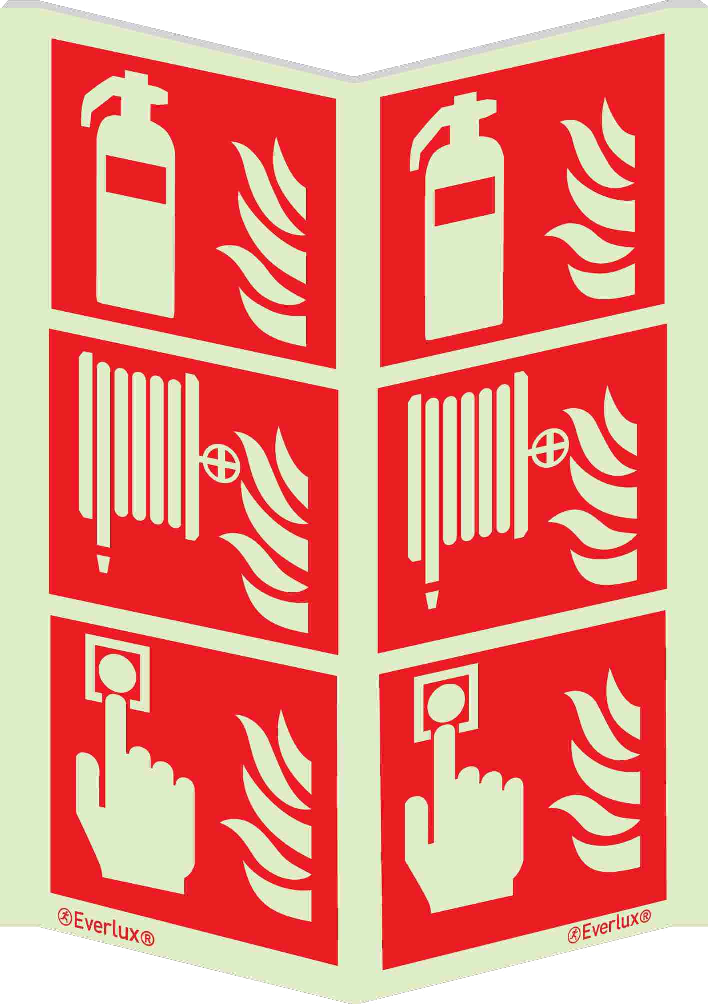 Brandschutzzeichen Kombi Winkelschild Feuerlöscher Handalarm Löschschlauch m²