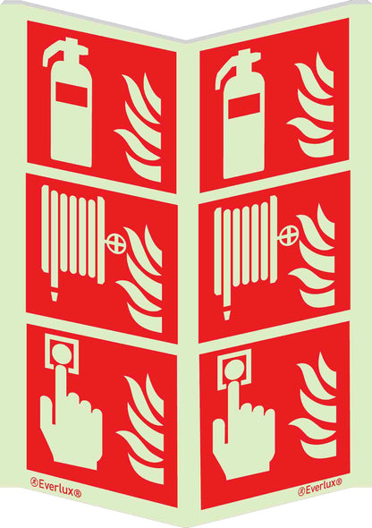 Brandschutzzeichen Kombi Winkelschild Feuerlöscher Handalarm Löschschlauch m²