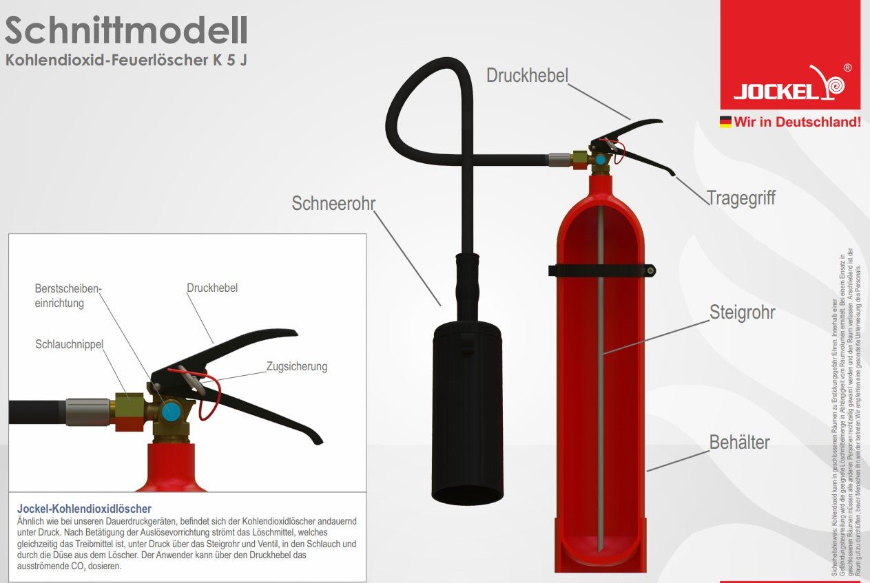EDV-Feuerlöscher Co2, 5 Kilo K5J