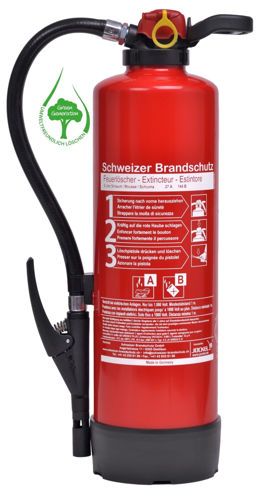 Schaum Feuerlöscher Fluorfrei 9 Liter S9 JX 43 Green 2.0