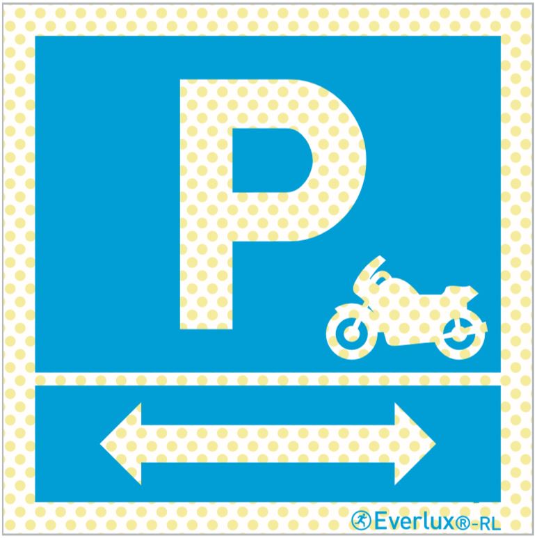 Reflektierende Langnachleuchtende Park Schilder Parkplatz für Motorräder beidseitig Aluminium 1mm, langnachleuchtend, 215mcd m²