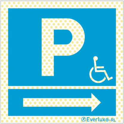 Reflektierende Langnachleuchtende Park Schilder Parkplatz für Behinderte rechts Aluminium 1mm, langnachleuchtend, 215mcd m²