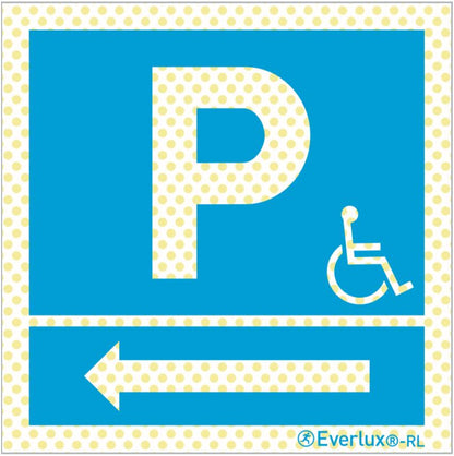 Reflektierende Langnachleuchtende Park Schilder Parkplatz für Behinderte links Aluminium 1mm, langnachleuchtend, 215mcd m²