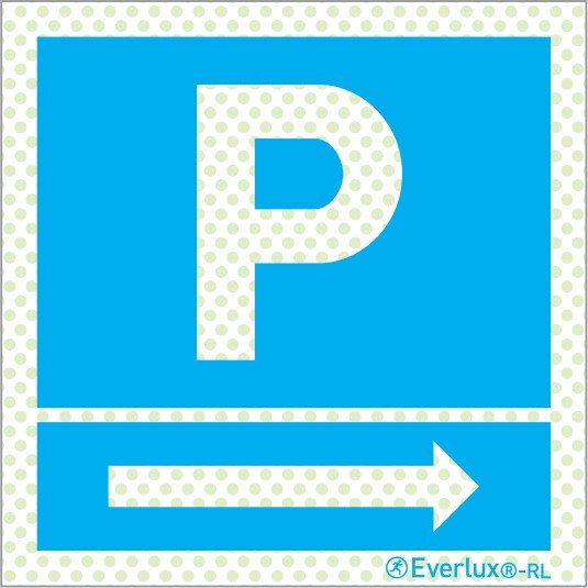 Reflektierende Langnachleuchtende Park Schilder Parkplatz rechts Aluminium 1mm, langnachleuchtend, 215mcd m²