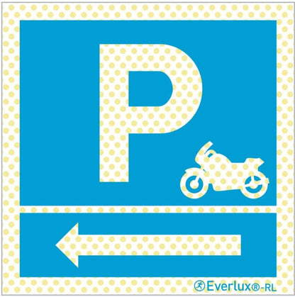 Reflektierende Langnachleuchtende Park Schilder Parkplatz für Motorräder links Aluminium 1mm, langnachleuchtend, 215mcd m²