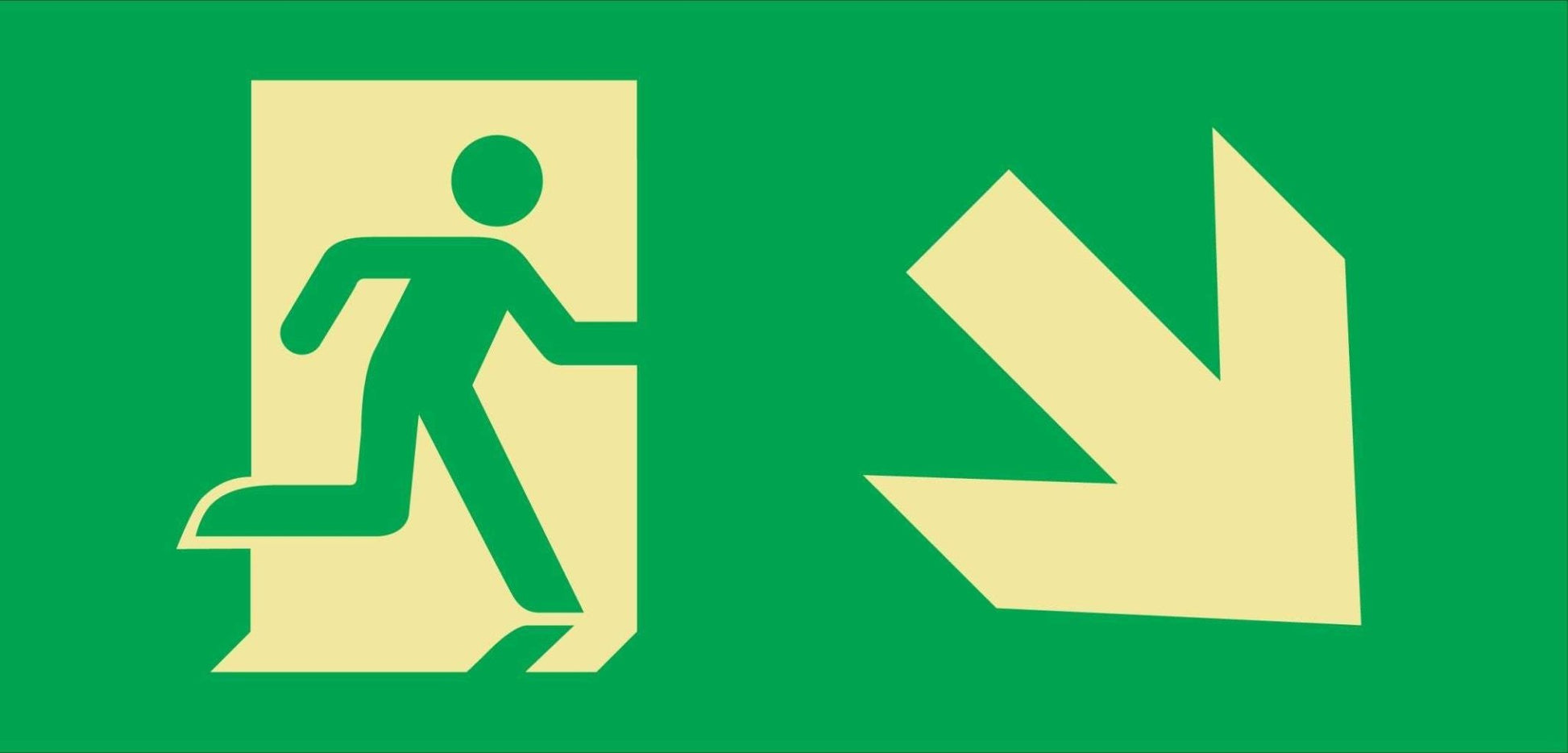 Rettungszeichen für Leuchten rechts abwärts