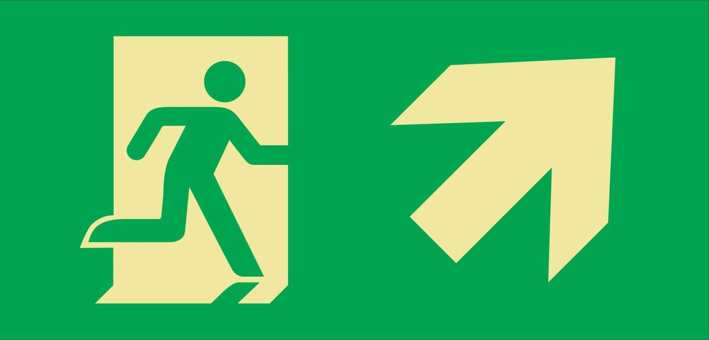 Rettungszeichen für Leuchten rechts aufwärts