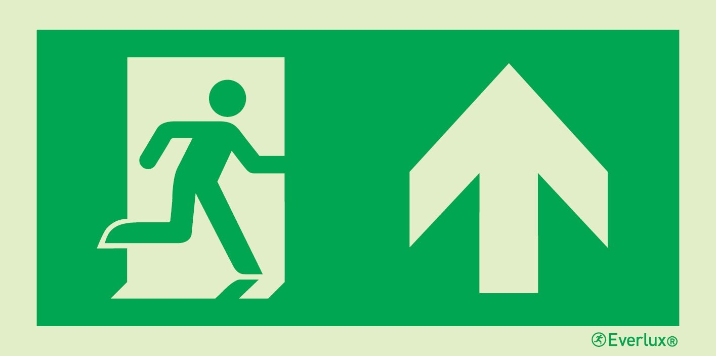 Rettungszeichen geradeaus durch Tür m²