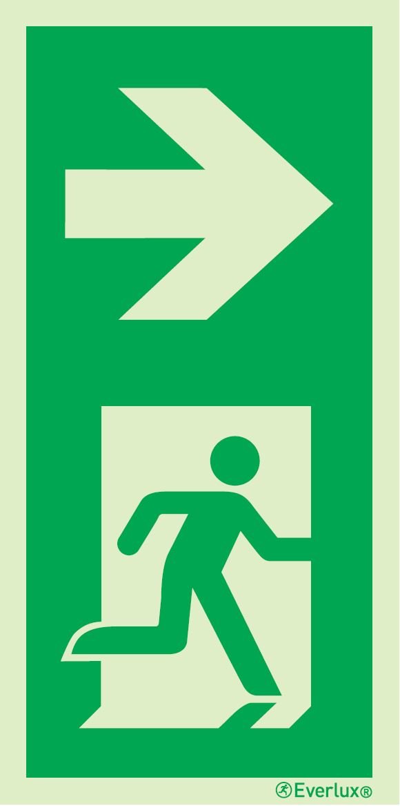 Rettungszeichen nach rechts Pfeilermontage m²