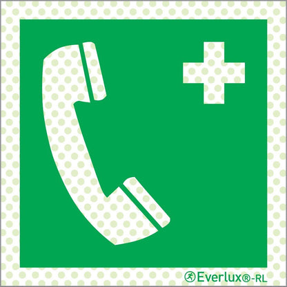 Rettungszeichen Reflektierend Symbole Nottelefon Aluminium 1mm, langnachleuchtend, 215mcd m²