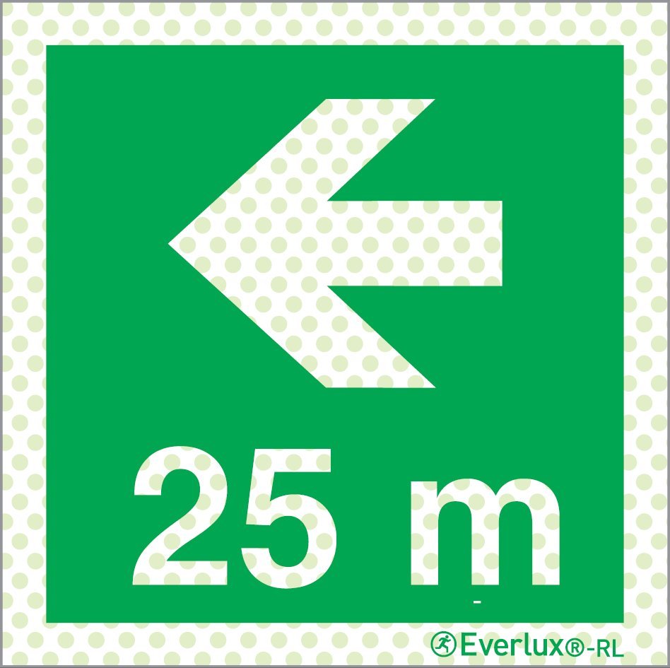 Rettungszeichen Reflektierend Symbole Links 25 Meter Aluminium 1mm, langnachleuchtend, 215mcd m²