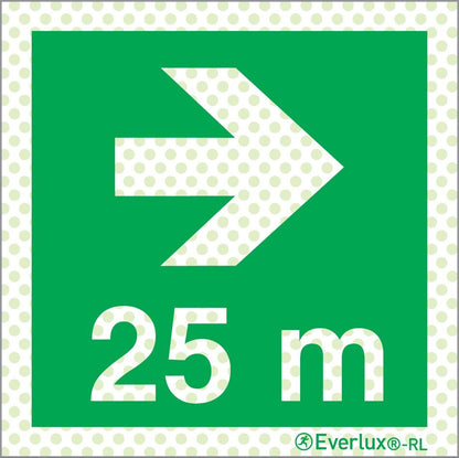 Rettungszeichen Reflektierend Symbole Rechts 25 Meter Aluminium 1mm, langnachleuchtend, 215mcd m²