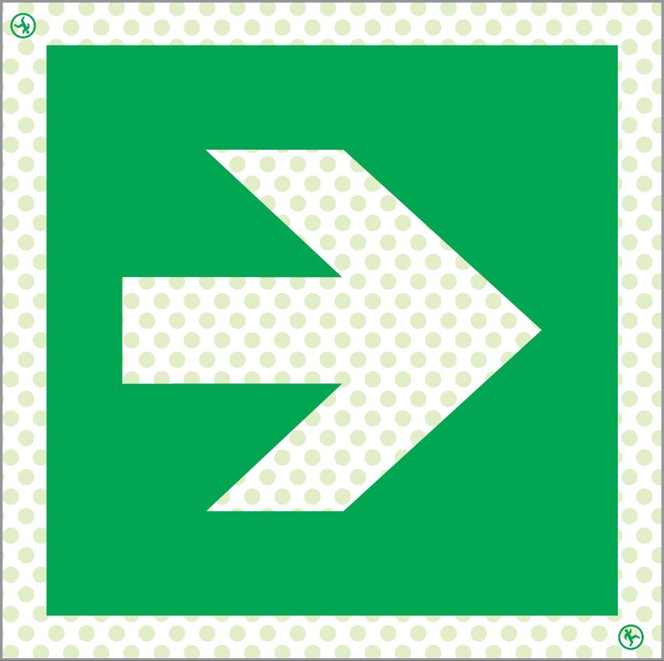 Rettungszeichen Reflektierend Symbole Nach Rechts Aluminium 1mm, langnachleuchtend, 215mcd m²