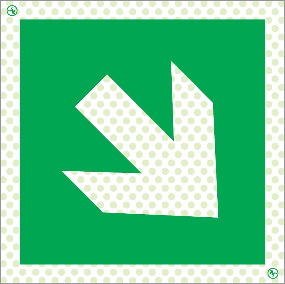 Rettungszeichen Reflektierend Symbole Runter Aluminium 1mm, langnachleuchtend, 215mcd m²