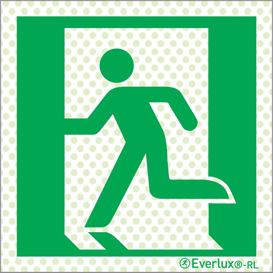 Rettungszeichen Reflektierend Symbole Rettungsweg links Aluminium 1mm, langnachleuchtend, 215mcd m²