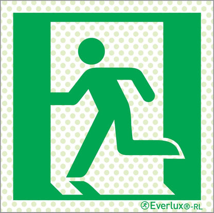 Rettungszeichen Reflektierend Symbole Rettungsweg links Aluminium 1mm, langnachleuchtend, 215mcd m²