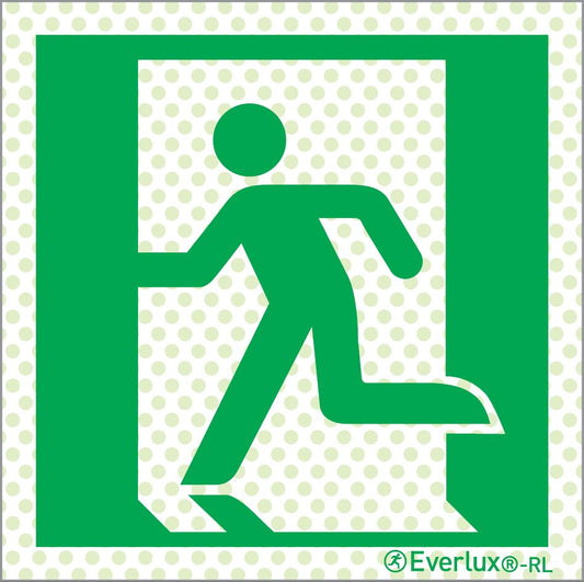 Rettungszeichen Reflektierend Symbole Rettungsweg links Aluminium 1mm, langnachleuchtend, 215mcd m²