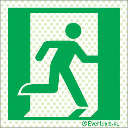 Rettungszeichen Reflektierend Symbole Rettungsweg rechts Aluminium 1mm, langnachleuchtend, 215mcd m²