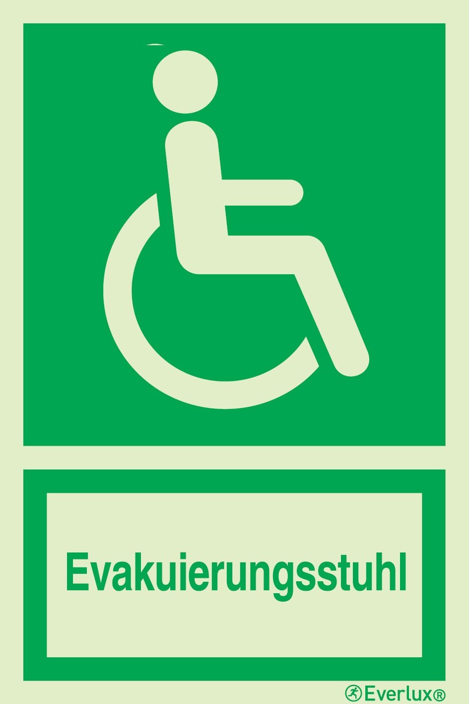 Rettungszeichen Symbole Evakuierungsstuhl m²