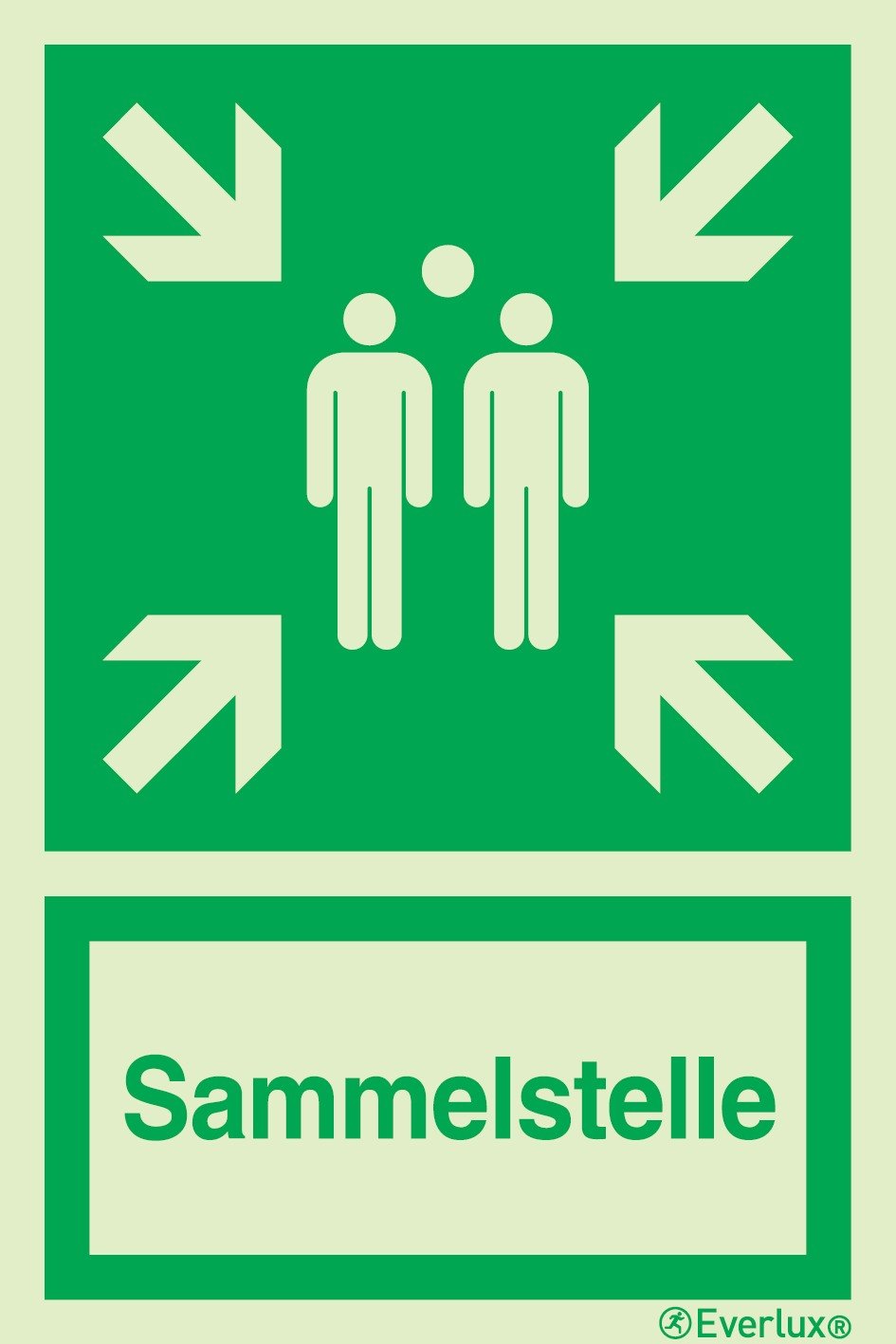 Rettungszeichen Symbole Sammelstelle mit Text m²