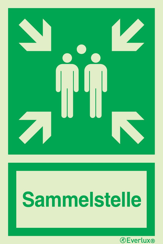 Rettungszeichen Symbole Sammelstelle mit Text m²