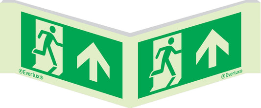 Rettungszeichen Winkelschild Laufrichtung geradeaus ISO 7010 m²