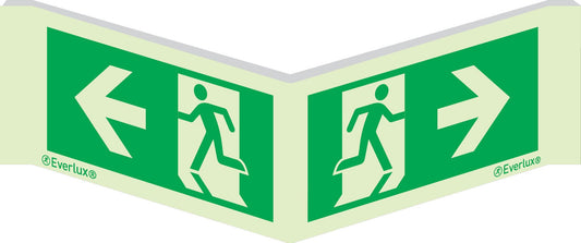 Rettungszeichen Winkelschild Laufrichtung links-rechts ISO 7010 m²