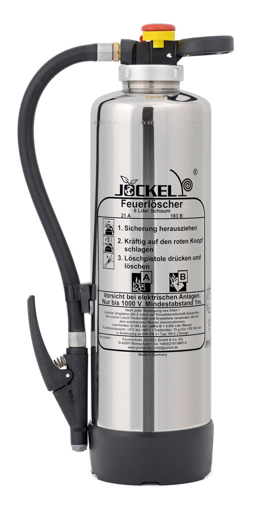 Schaum Feuerlöscher Fluorfrei Hochglanzpoliert 6 Liter S6 JX 34 Green 2.0