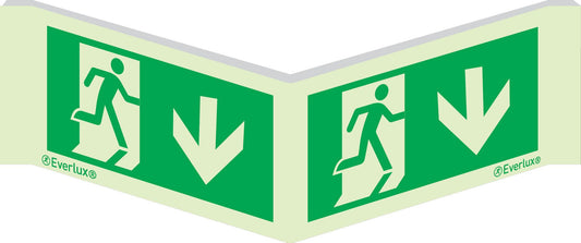 Winkelschild Notausgang abwärts m²